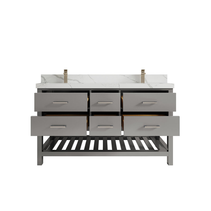 Ensemble de meuble-lavabo double l 60 po Parker, Calacatta Laza