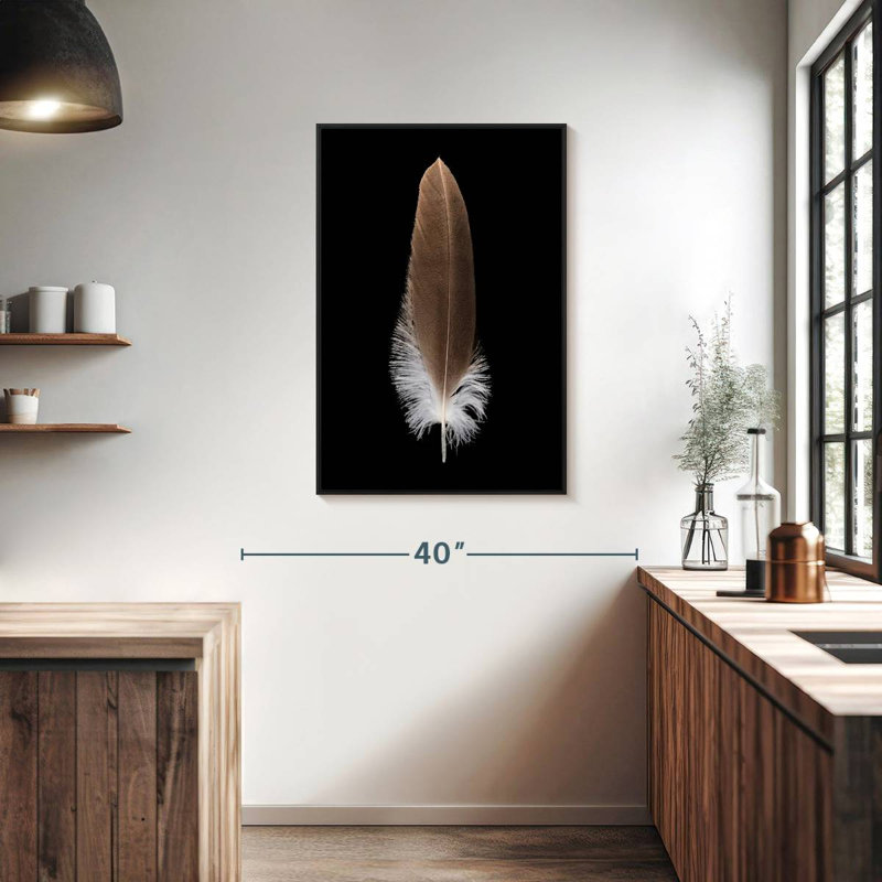 Eagle's Brown Feather, 25" x 37", Floating Frame Black