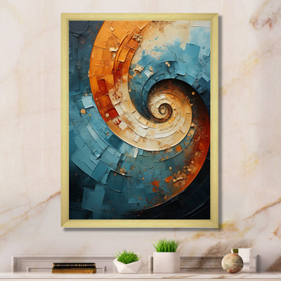 «Fenyx Orange Teal Abstract Spirals I», reproduction sur toile