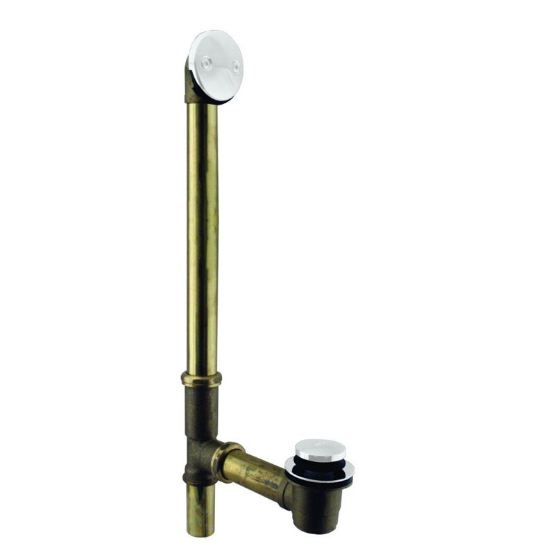 22-1/2" 17 Gauge Brass Tip-Toe Bathtub Leg Drain Assembly with 2-Hole Overflow, Powder Coat White