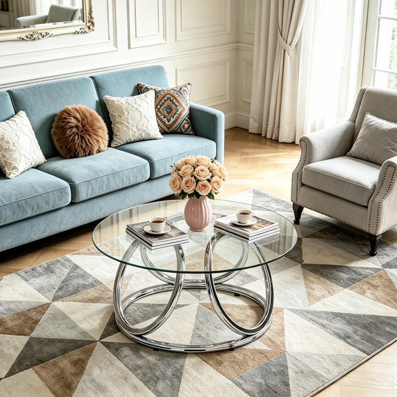 Paloalto Pedestal Coffee Table, Chrome