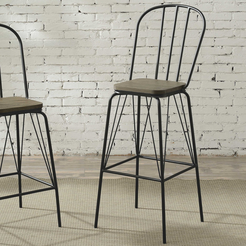 Hardnett Counter Stool with Metal Frame, Black, Bar Stool (30" Seat Height)
