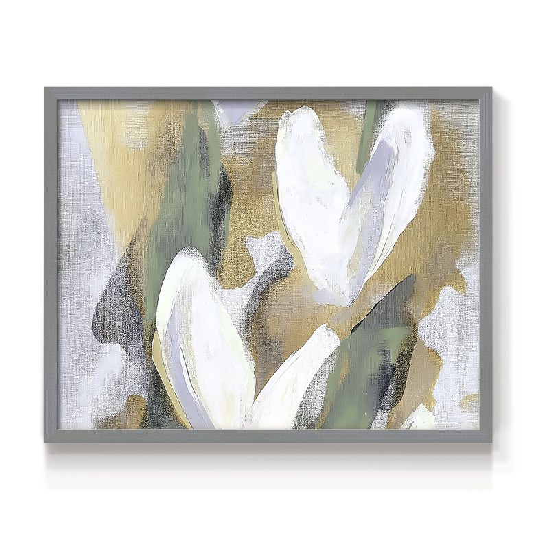 Série florale - Imprimé encadré - réversible, H 22 po x l 28 po, Gris