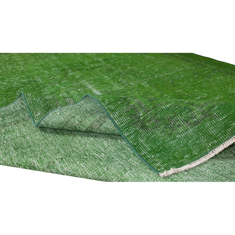 Tapis de salon 5,7 x 9,3 pi, tapis turc vert noué à la main surteint authentique