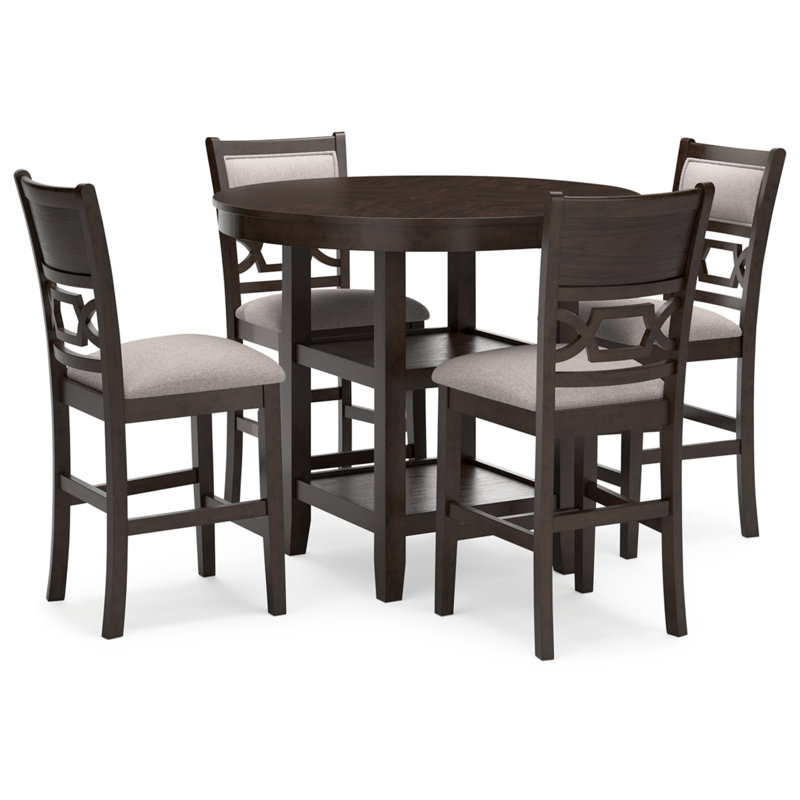 Leangelo 4 - Person Four Leg Dining Set, Black, Black, Black/Gray