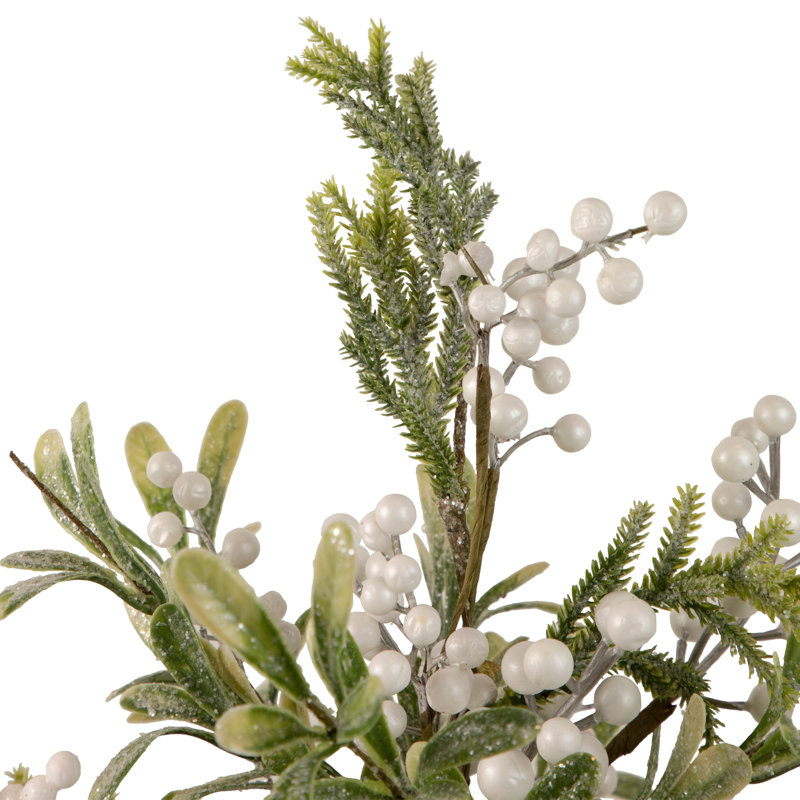 Arbre de Noël 2 pi avec baies blanches et pin givré non éclairé