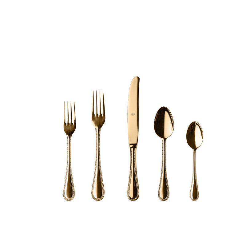 Perla 5 - Piece Stainless Steel Flatware Set - Service for 1, Gold