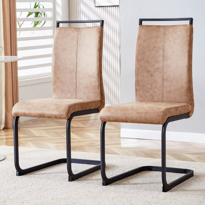 Chaise de salle à manger, chaise d'appoint rembourrée à dossier haut en tissu Tech