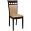Ensemble de salle à manger 5 places avec table cappuccino et quatre chaises confortables en microfibre beige pour des réunions conviviales. Style formel décontracté. Assises rectangulaires de 150 cm.