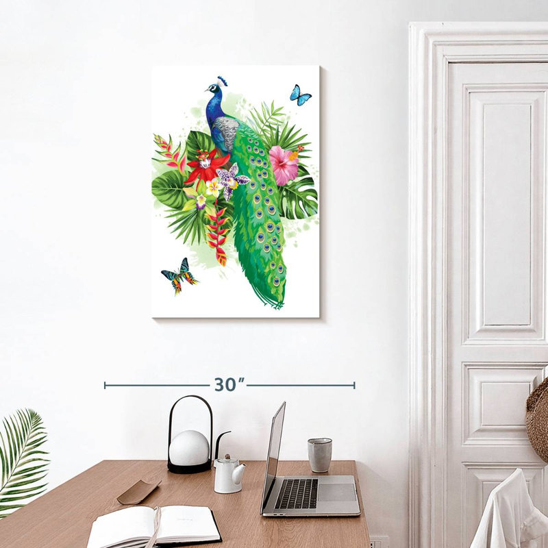 Brampt Tropical Blue Peacock, 30" H x 20" W