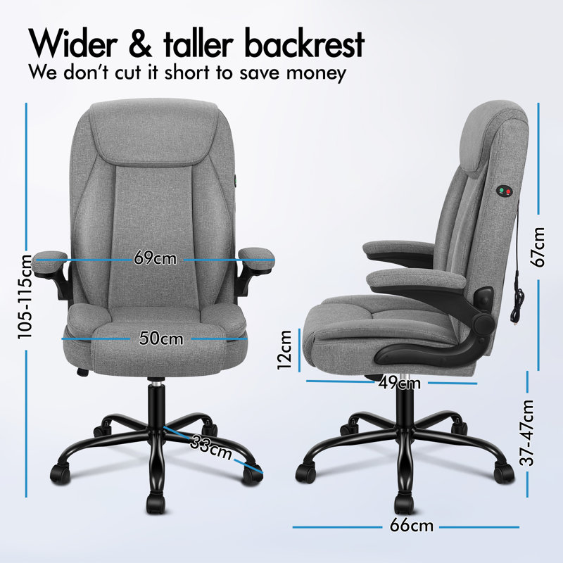 Office Chair, Gray, 67 cm H, Fabric
