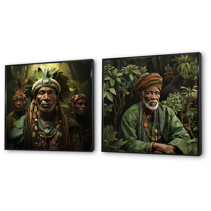 Ensemble de salon africain africain Kikuyu, Cadre flottant noir, H 30 po x l 61 po x P 1 po