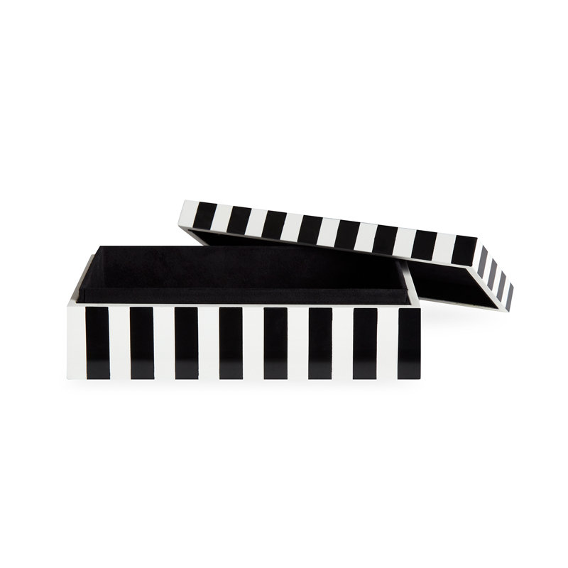 Black and White Glossy Plastic Stackable Lidded Box