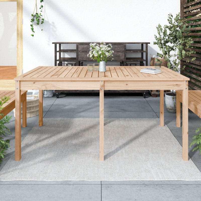 Lotti Rectangular Solid Wood Outdoor Dining Table - 159.5 cm W 82.5 cm D, Natural Pine