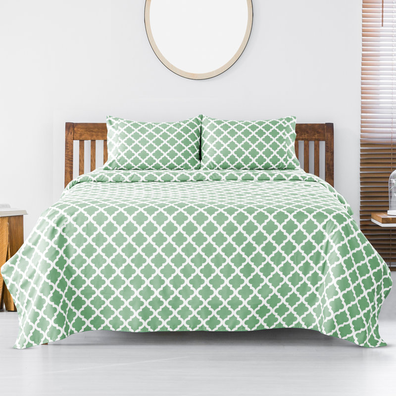 Ensemble de literie en microfibre 4 pièces Lux Decor Collection, Ensemble de draps pour grand lit avec 2 taies d'or, ISE