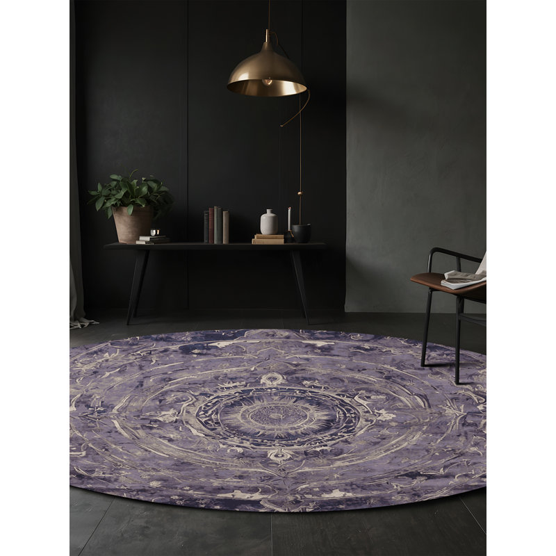Machine Washable Pink Area Rug, Round 3'