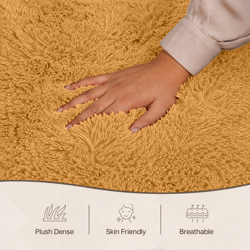 Aspire Homeware Mustard Yellow Shaggy Area Rug Soft Plush Indoor Carpet, Rectangle 120cm Width X 170cm Length
