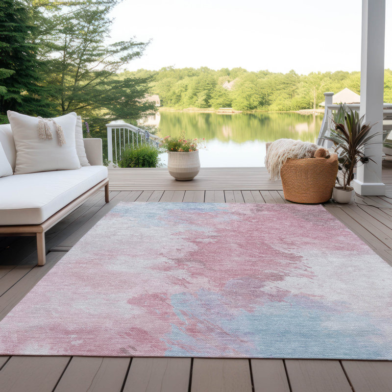 Tapis intérieur / extérieur rose Braeas, 5' x 7'6"