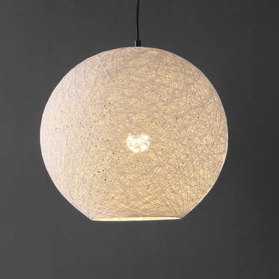 Anthoy Lacey 1-Light Bohemian Minimalist Adjustable Rattan-Style Woven Rope Globe Basket LED Pendant