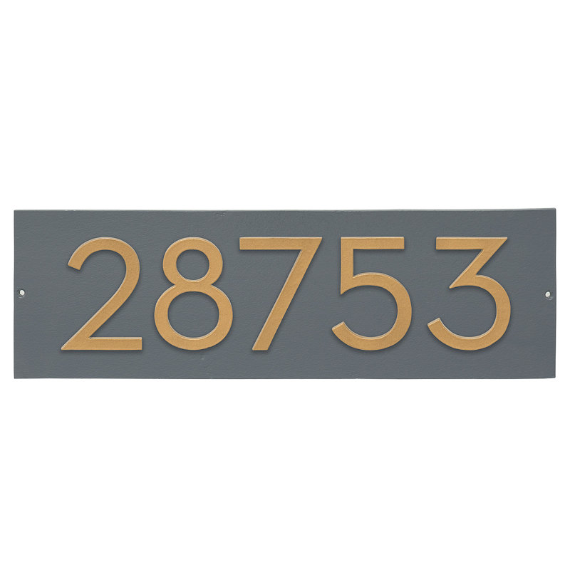 Plaque d'adresse horizontale flottante 4 po (5 chiffres), Gris, Or, Oui