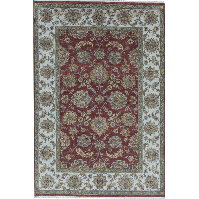 Tapis rouille et ivoire noué à la main de haute qualité