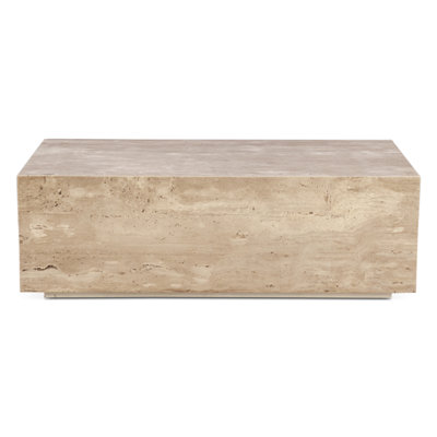 Giza 50" Drum Coffee Table in Travertine Stone