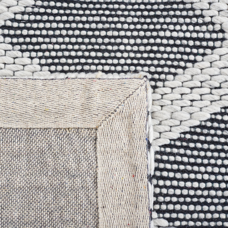 Allyx Hand Woven Wool/Cotton Geometric Rug in Ivory/Gray, Rectangle 5' x 8'