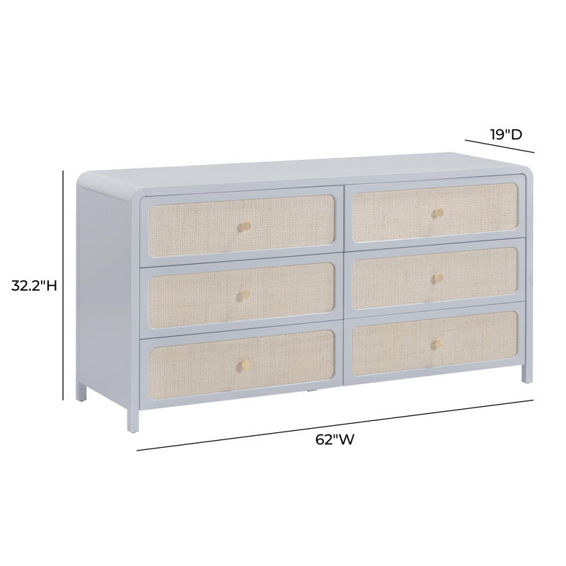 Commode 6 tiroirs Patty, Bleu pastel