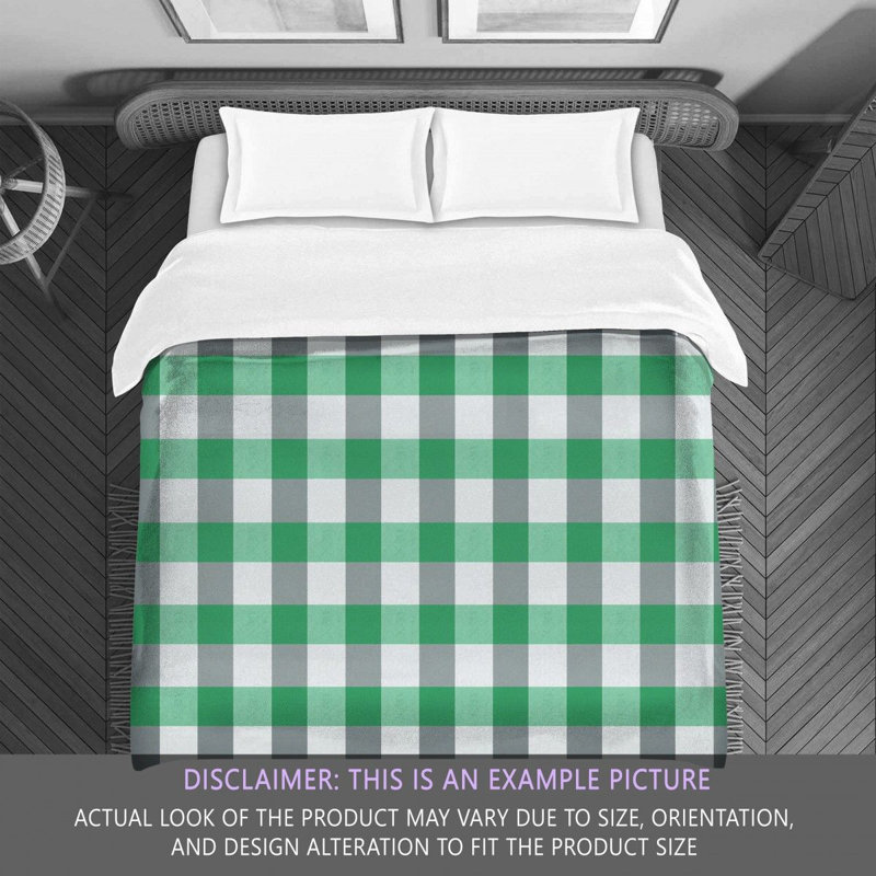 Gingham Comforter, Green/Silver, King Comforter