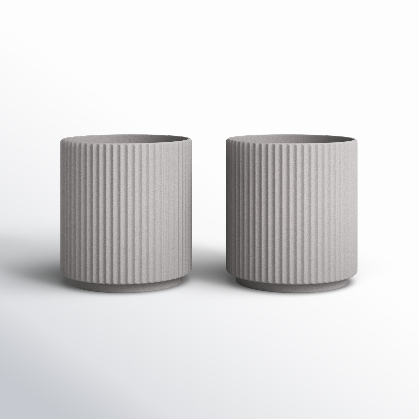 Demi Series Round Planter, 2, Gray, 16" H x 14.75" W x 14.75" D