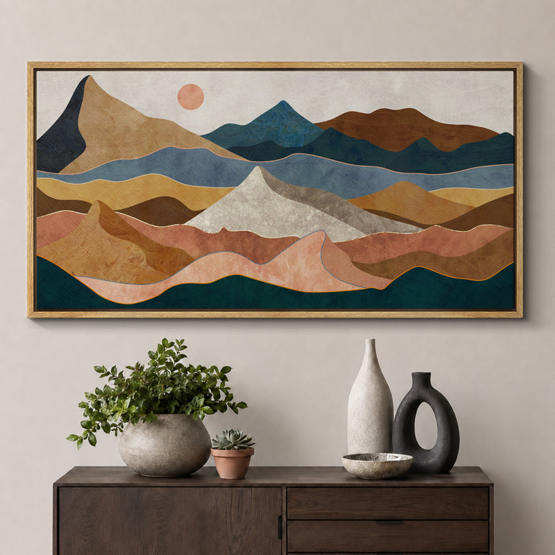 Très grande œuvre d'art murale encadrée, H 30 po x l 60 po, Naturel