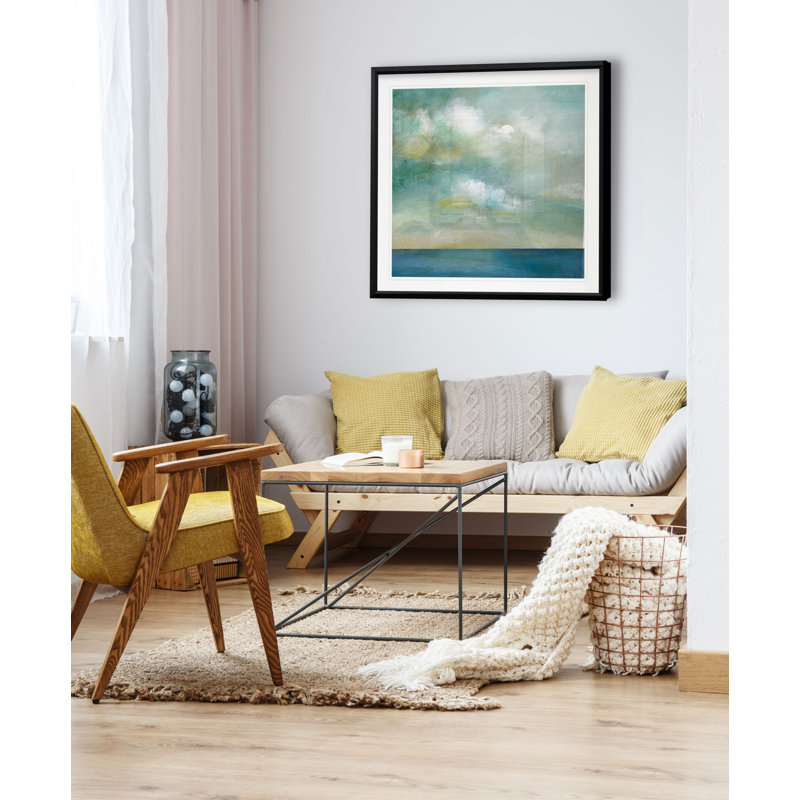 " Cloudscape I " Painting Print, 26" H x 26" W x 1.5" D, Black Plastic Framed