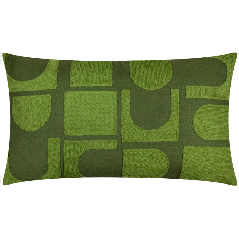 Hallam Geometric Rectangular Throw Cushion, Green