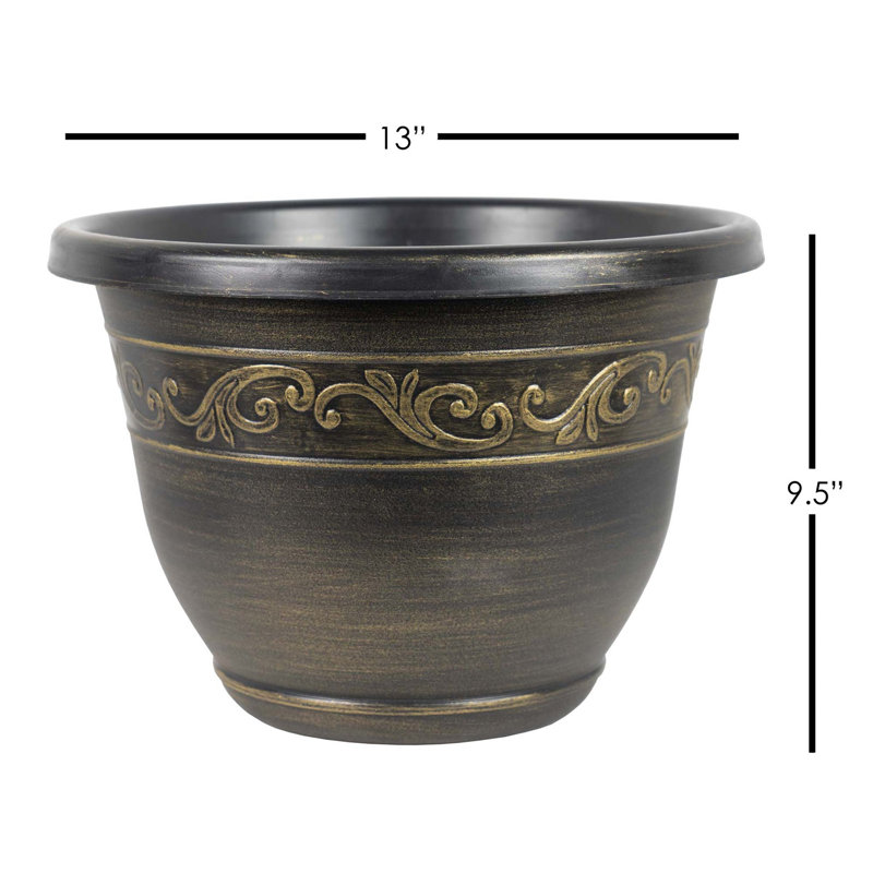 Ranson Pot Planter, Gold, 9.5" H x 13" W x 13" D