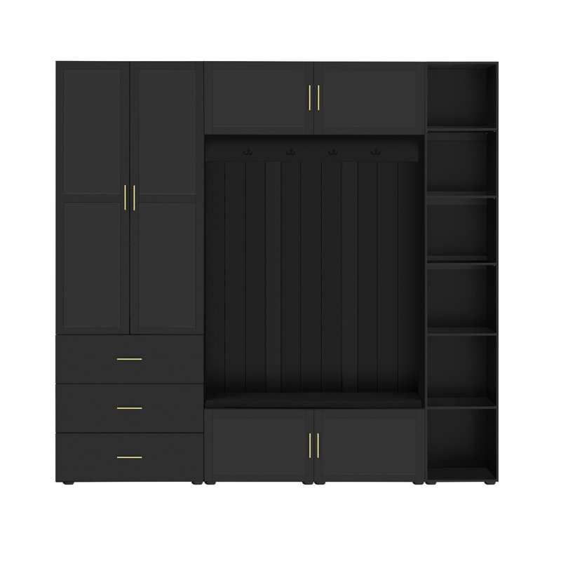 Arbre d'entrée 95 po avec plusieurs espaces de rangement, Antique Black