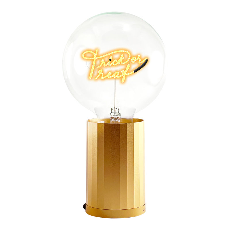 Ampoule TRICK OR TREAT ambre avec lampe de table portative, H 5,5 po x l 4,92 po x P 9,5 po, Jaune, Plastique