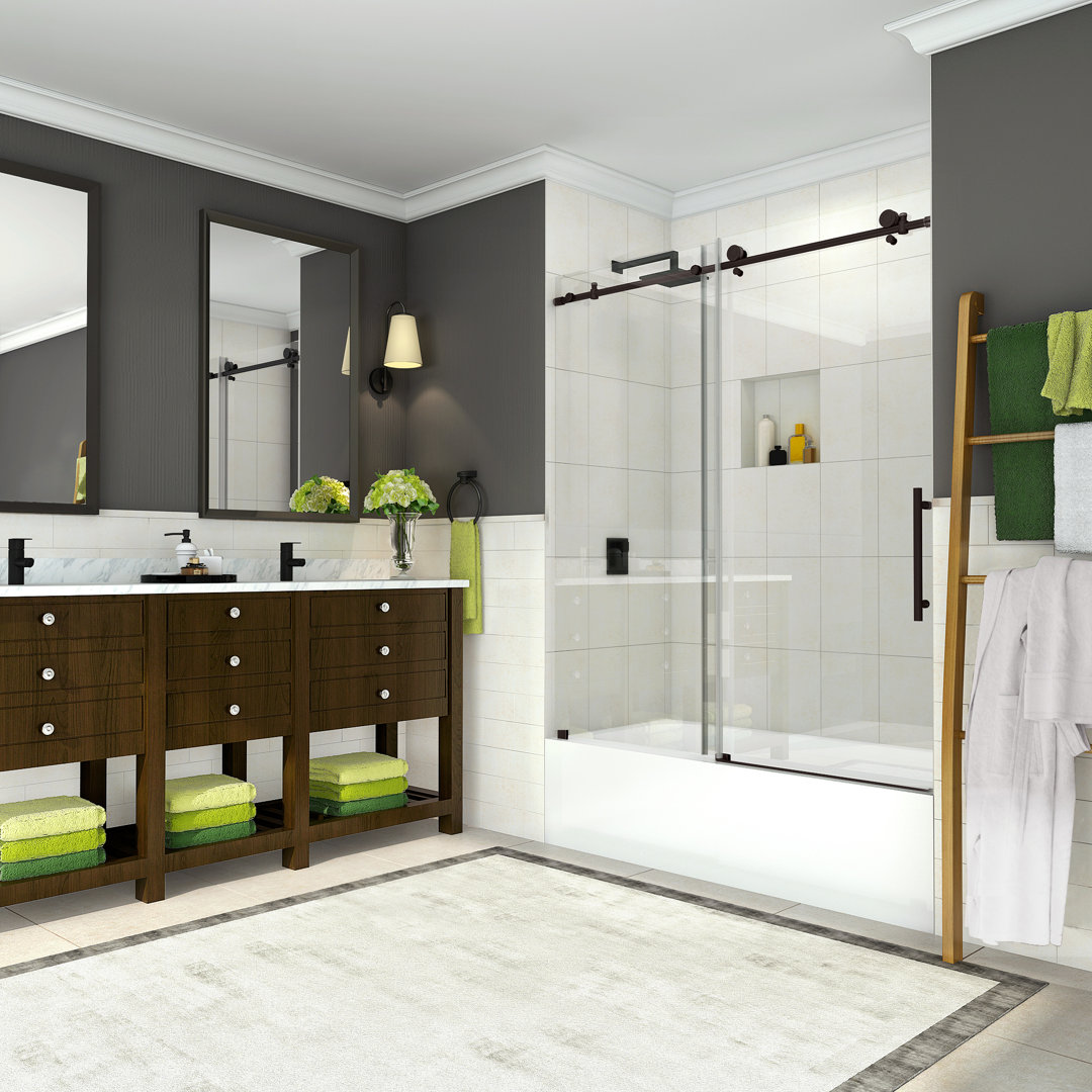 Coraline 56" - 60" x 60" Single Sliding Frameless Tub Door Aston Glass