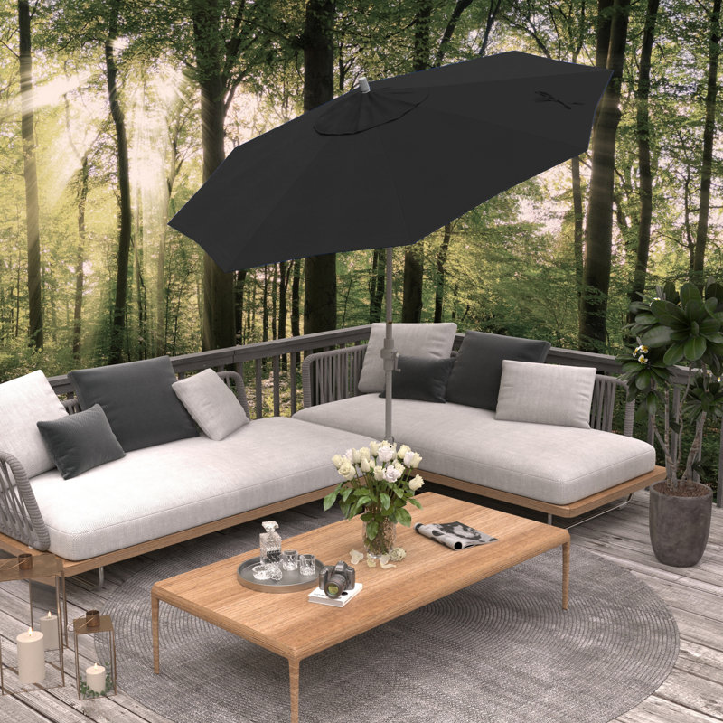 Parasol de marché 108 po Berberia, Toile Sunbrella® noir