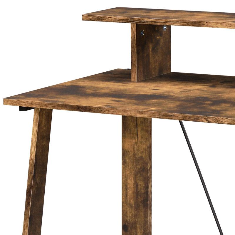 Bureau en chêne patiné et noir patiné pour la productivité - Tiroirs de rangement à base en métal