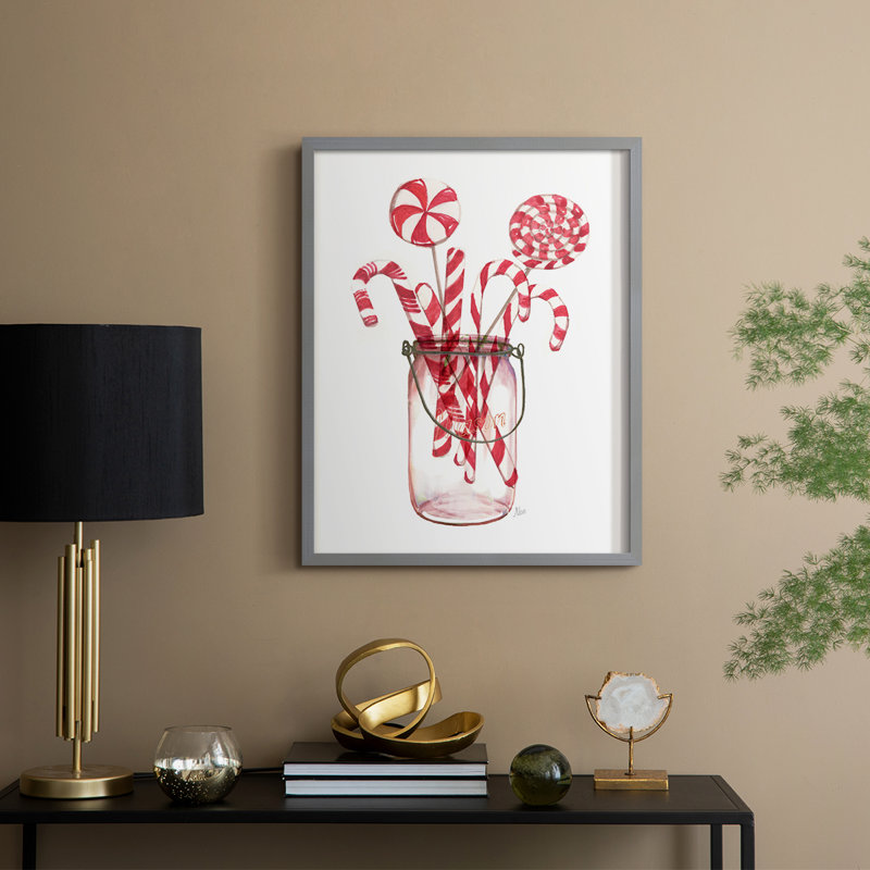 «Peppermint Treats», reproduction encadrée - bois massif, Gris, H 30 po x l 24 po