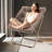 Upholstered Folding Square Saucer, Tufted Cozy Accent Chair with Golden Metal Frame for Living Room-149606844-178458867