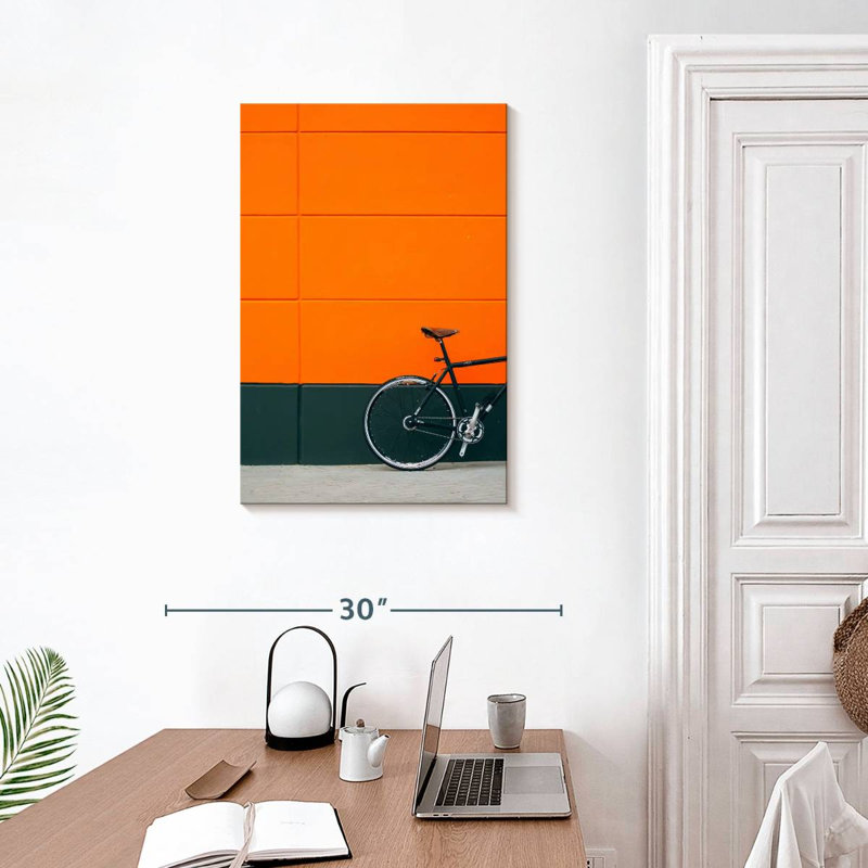 Mehar Bicycle On Orange, 30" H x 20" W