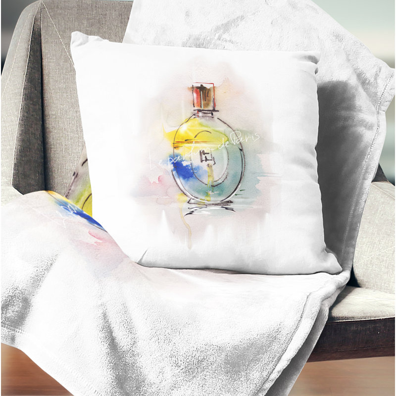 Perfume Bottle - Street Art Printed Pillow, 16" x 16", Throw Pillow