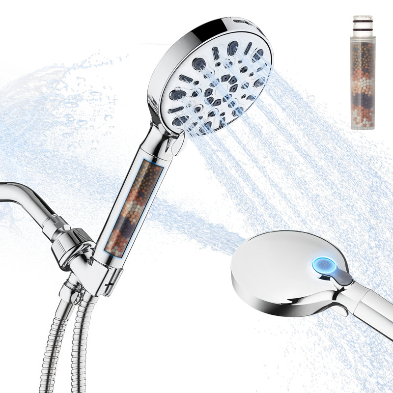 Filtered Shower Head With 8 Spray Modes, High Pressure Handheld Showerhead Filter For Hard Water Filtering Showerhead With Hose(n8hs702cp)