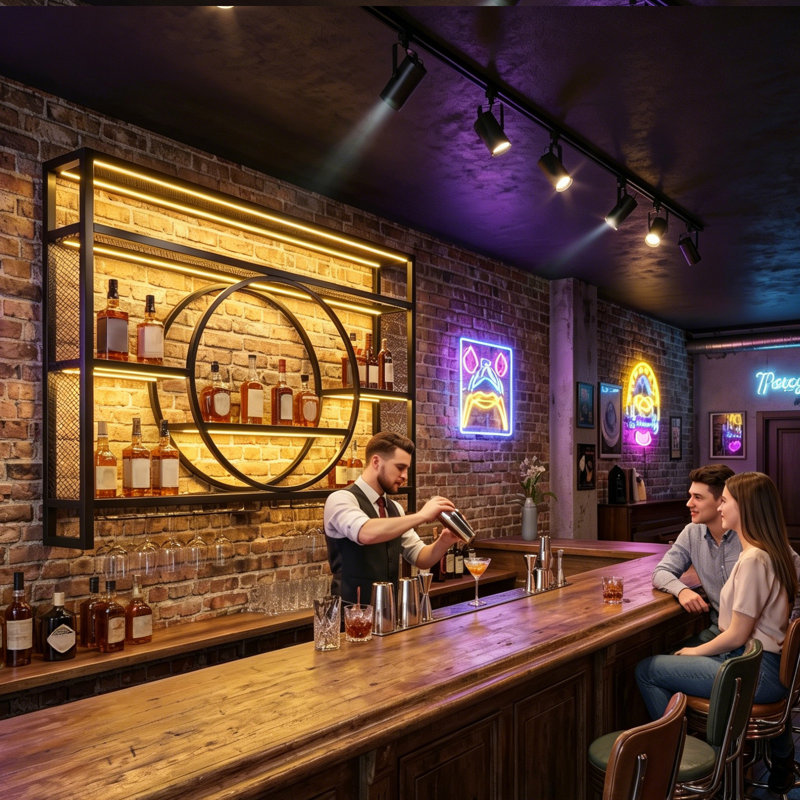 Grand support à vin robuste de 39 po avec porte-verre à DEL fixé au mur sous la tablette, organisateur de rangement à 3 niveaux pour suspendre des verres à pied en métal pour bar à domicile