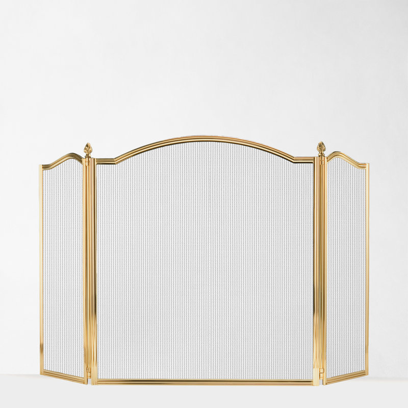 BELLA Brass Fire Screen, 34" H x 57.5" W x 14" D