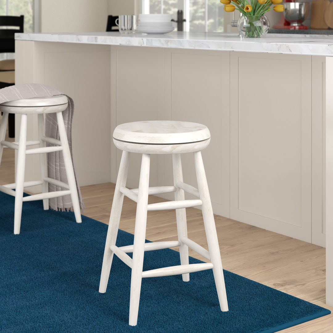 Gerolyn Swivel Solid Wood Counter Stool Charlton Home® Seat 