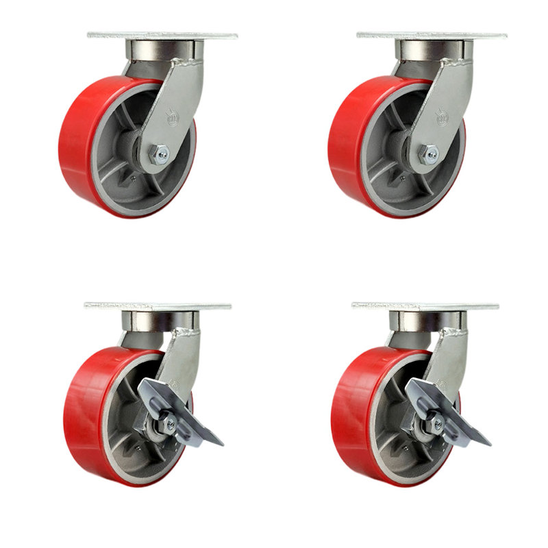 Ensemble de roulettes robustes en poly 4 pièces 4 pièces, Rouge