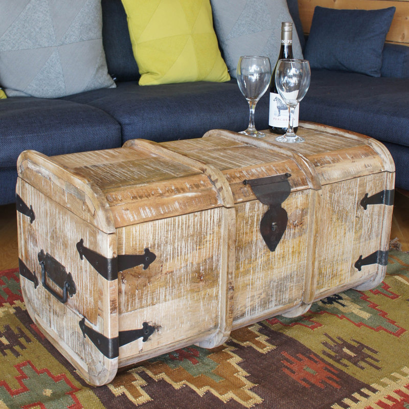 Biswas Solid Wood Block Coffee Table with Storage