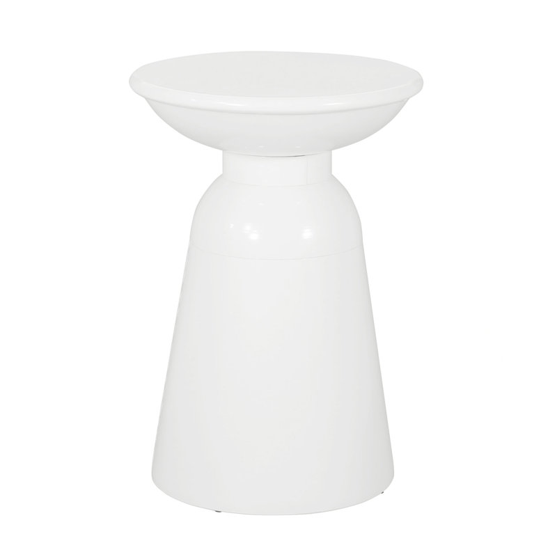 Outdoor Metal End Table -Large, White